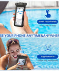 Keep It Dry No Stress Totally Waterproof Phone Pouch 2 Pack IPX8 certified pouch in use by a swimmer by the pool.