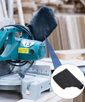 Badass Heavy Duty Two Pack Dust Collection Bags For Table Saw And Miter Saw on a miter saw, showcasing flexible steel wire rim.