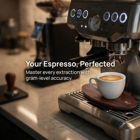 High Precision Coffee Scale With Spoon 0.1g Increments 500g Capacity Rechargeable Digital Kitchen Scale on espresso machine with cup