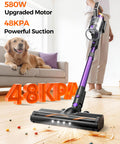 Cordless Vacuum Cleaner For Home With 580W Power And 48KPa Suction, Lightweight Stick Vacuum cleaning pet hair and debris off floor