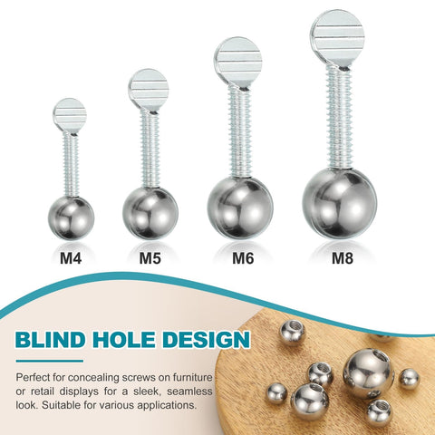 Pro Grade Stainless Steel Ball Knob Handle 40mm 304 Rustproof M8x1.25 Thread with blind hole design, multiple size options