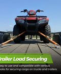 Lock Down Your Rig With 10 Piece 1/4 Inch Steel D Ring Tie Down Anchors 2400 Lbs securing ATV on trailer using D-ring anchors.