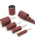 scottchen PRO 2-inch sanding drums and sleeves set with 1/4 in shank; red abrasive sleeves, 60/80/120 grit