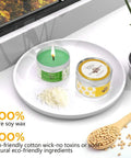 Beginner Friendly Candle Making Kit for Adults With Soy Wax 480g Wax Melter Fragrance Oils Dyes on white tray with soybeans.