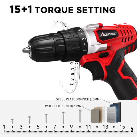 20V Cordless Drill Set for Home DIY and Beginner Projects, Lightweight Power Drill with Battery, Charger, 22 Bit Set, Variable Speed, 3/8 Inch Keyless Chuck, Perfect for Furniture Assembly and Quick Home Fixes
