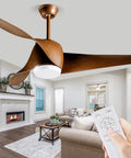 52 Inch Ceiling Fan With Lights And Remote 3 Blade Modern Quiet Reversible Ceiling Fan For Patio Living Room And Bedroom Sleek Brown Blade Design
