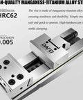 Heavy Duty Six Inch Bench Vise Delivers Dead Nuts Accurate 0.005mm Precision With HRC62 Hardened Steel Jaw Grip For CNC Machining Table Clamp and Shop Fabrication Builds Built Different To Lock Down Any Workload Flat Out, displaying precision and durable design.