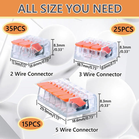 Lever Wire Connectors Kit 75 Pcs, Compact Splice Assortment For Solid, Stranded, And Flexible Wires, Easy Install 2 Port, 3 Port And 5 Port Connectors In Orange