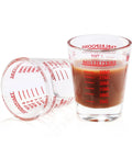 Two Pack Shot Glass Measuring Cup Set With Thick Base, Multi Unit Liquid Measuring Cup showing four scales for precise pouring