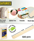 Top Shelf Six Inch Jumbo Birch Wood Sticks One Hundred Pack Natural Premium Multipurpose Sticks Super Smooth, splinter-free wooden sticks.