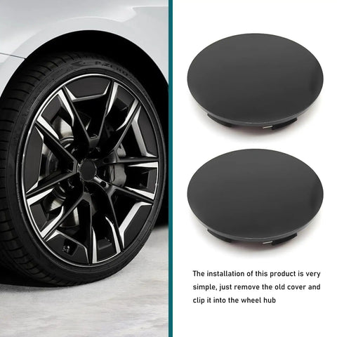Street Ready Wheel Center Caps 4 Pack Rust Proof Hub Covers No Sweat Snap In Anti Drop Rim Medallions Tough Steel Bracket Universal Slick Black Car Truck Bling Setup positioned on a vehicle wheel.