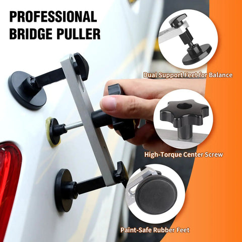 Pro Grade Paintless Dent Repair Kit With Dent Lifter Golden Lifter Bridge Puller Slide Hammer T Bar And Suction Cup For Car Auto Body Hail Damage Or Door Dings bridge puller on car panel