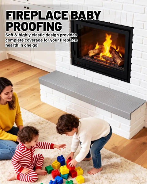 High Density NBR Foam Fireplace Hearth Pad For Straight Up Baby Proofing And Toddler Safety With Strong Adhesive Backing on brick fireplace.