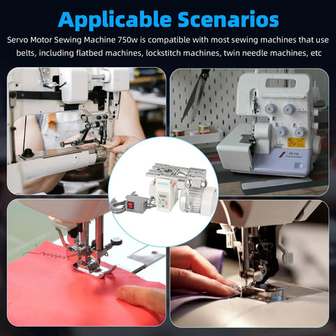 Various sewing machines with Beefy Industrial Sewing Machine Servo Motor With Controller and Foot Switch 750W 110V 1HP