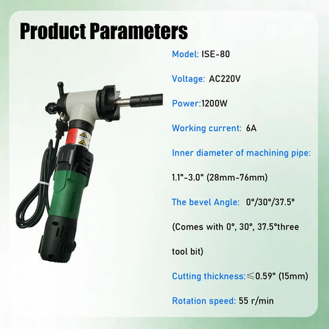 Heavy Duty Electric Pipe Beveling And Chamfering Machine For 1.1 To 3 Inch Pipe Internal Expansion Tool with AC220V motor and ergonomic design.
