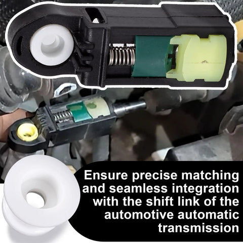 4 Pcs White Shifter Bushing Kit For Shifter Cable And Shift Linkage installed in car transmission system for smoother shifts