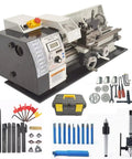 Quanbu Mini Metal Lathe Machine For Bench Top Use Variable Speed 50 To 2500 RPM With 38MM Spindle Bore with tools and accessories.