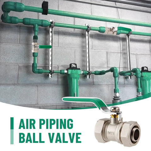 Three Quarter Inch Inline Ball Valve Shut Off Fittings Nickel Plated Brass Built Tough Heavy Duty 175 PSI Two Pack For Compressed Air Piping System With Double O Ring Seals Emergency Shut Off Ready For Industrial Use
