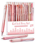Rose Series Gel Pens Set Of 12 With Black And Pink Ink 0.5mm Fine Point For Ultra Smooth Writing Ideal For School And Office Girly Aesthetic