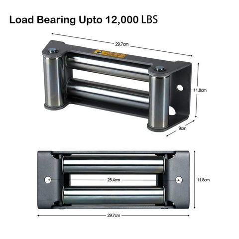 Winch Roller Fairlead 10 Inch Four Way Universal Mount Cable Guide Heavy Duty Beefed Up For SUVs And Trucks, side view