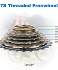 7 Speed Threaded Freewheel 14T 16T 18T 20T 22T 24T 28T screw on for MTB and cruiser bikes steel gear set
