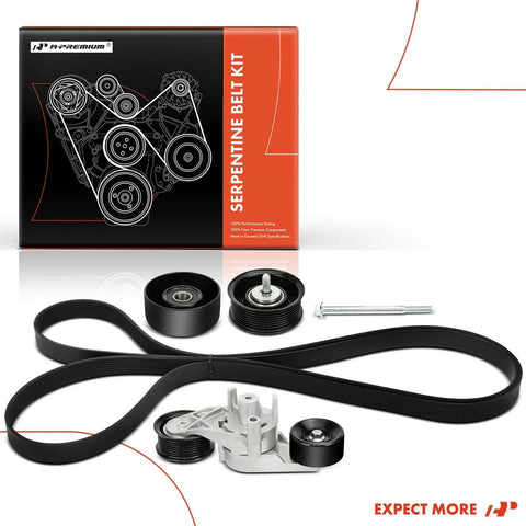 Serpentine Belt Drive Kit For Ford F Series Super Duty 2003 Through 2007 6 0L V8 With Single Alternator Belt Included Fits F250 F350