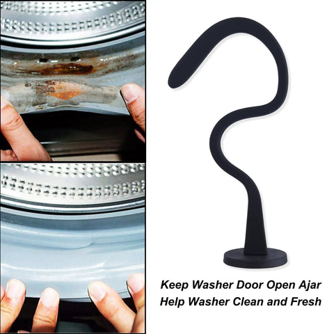 Keep Front Load Washer Door Open With Magnetic Door Prop And Flexible Hose, No-Fuss Setup, Black, Fits Most Washers And Dryers