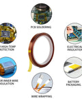 Image showing various uses for 2 Rolls Heat Tape For Sublimation And Heat Press 10mm By 33m 108ft Polyimide Kapton Tape 500F High Temperature Resistant