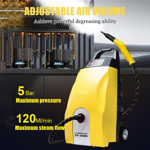Heavy Duty 3000w Steam Cleaner Engine Wash with adjustable air volume and 5 Bar pressure for tough grime removal.