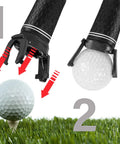 Foldable Golf Ball Retriever For Putter With Suction Cup Grabber Three Prong Ball Picker in action picking up a golf ball