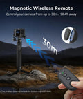 Person using wireless remote to control Power Grip With Built In 5000mAh Battery For Action Cameras And Phones Selfie Stick