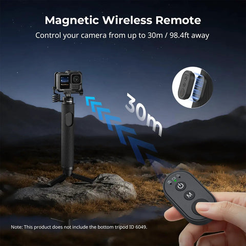 Person using wireless remote to control Power Grip With Built In 5000mAh Battery For Action Cameras And Phones Selfie Stick