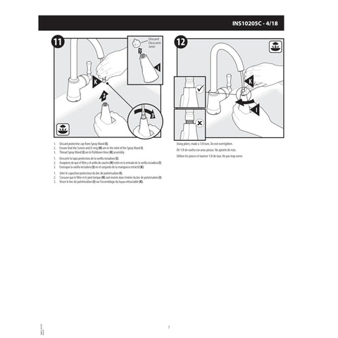 Instruction diagram for Classic Stainless Finish Replacement Pulldown Kitchen Faucet Spray Head 131380CSL installation.