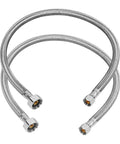 Heavy Duty 24 Inch Faucet Supply Line Pair Built Solid To Handle Daily Grind 3/8 X 1/2 Connector Braided Stainless Steel Sink Hose
