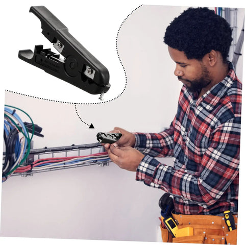A worker using Heavy Duty Wire Cutters And Electrical Wire Stripper Pliers Featuring A Comfortable Grip for cable stripping.