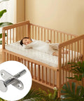 Dead Simple Spring Loaded Plunger Latches 2 Pack Rock Solid Stainless Steel Quick Release Cabinet Door Heavy Duty Hardware Rust Proof Furniture And Bed Locking Clamps with crib and sleeping baby.