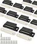 Heavy Duty Magnetic Cabinet Door Catches Pack Of 12 With Mounting Screws, Fifteen Pound Hold Per Magnet, Black Finish