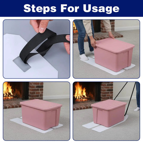 Two Pack Appliance Sliders For Refrigerators And Heavy Furniture, 48 By 8 Inch Moving Pads With Pull Straps in use