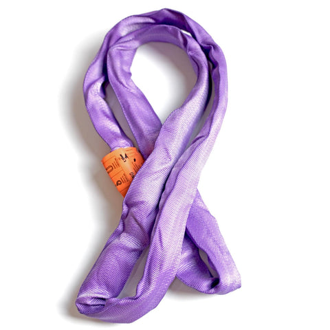 Beefy Heavy Duty Round Slings For Aerial Lyra Hoop Rig And Aerial Silks Polyester Spanset Lifting Sling 5300 Lb Vertical Capacity 4240 Lb Choker 10600 Lb Basket Purple 3 Ft showing folded purple sling