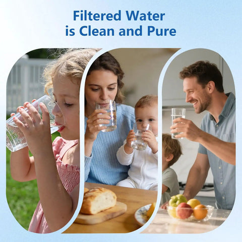 Family enjoying clean water thanks to Replacement Water Filter For Waterdrop WD-PF-01A Plus, Cuts PFOA PFOS And Chlorine