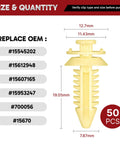 Heavy Duty Door Panel Retainer Clip Grommets For GM Truck 50 pcs yellow clip dimensions 12.7mm x 19.05mm replace OEM 15545202