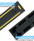 2 Pack Rubber Parking Blocks With Reflective Stripes Heavy Duty Garage Wheel Stoppers with pre-drilled holes and honeycomb bottom