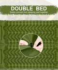 Ultralight Camping Sleeping Pad With Built-In Pump For Backpacking, Inflatable Air Pad joined to form double bed, green.