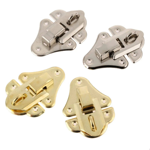 Two Pack Antique Silver And Gold Key Hasp Lock Set For Jewelry Boxes And Small Chests Toggle Latch Hardware 48x35mm
