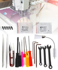 Pro Grade Overlock Sewing Machine Maintenance Tool Kit With Storage Box, 14 Essential Tools for Cleaning and Repair displayed