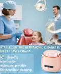 48kHz Ultrasonic Retainer Cleaner For Dentures And Aligners, Seriously Cleans Bacteria And Grime From Tiny Crevices, Safe For Braces, Easy Daily Dental Care Gadget That Keeps Your Smile Fresh And Ready For The Day, pink portable 200ml unit