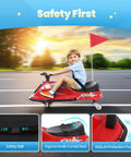 Child riding 24V Electric Drifting Go Kart For Kids 3 And Up With Glowing Wheels Two Speed Switch Anti Rollover Safety Indoor Outdoor Ride On Car Up To 175 Lbs Red