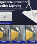 Led Linear High Bay Light 300W Shop Lights Fixture 45000 Lumens 5000K Daylight 0 To 10V Dimmable 120 To 277V Compatible ETL Certified