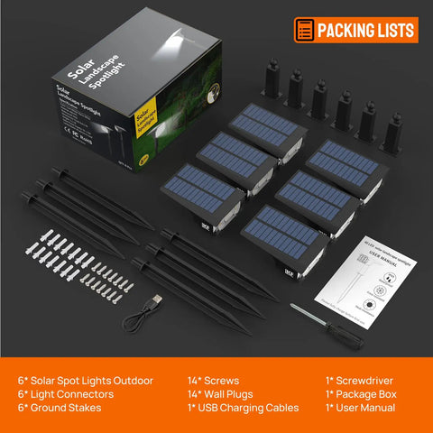 Super Bright 40 LED Solar Landscape Lights Pack Of 6 With 3 Modes High Low Off Waterproof Outdoor Spotlights accessories and parts
