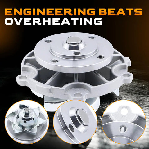 Top Grade Replacement Water Pump For 05 To 09 Chevy Equinox And Pontiac Torrent 3.4L V6 cast aluminum design with ceramic mechanical seal.